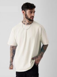 Solid Oversized : Egg-Shell White T-shirt