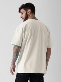 Solid Oversized : Egg-Shell White T-shirt - Image 2