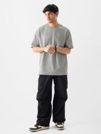 Solid Oversized : Ash Grey T-shirt - Image 3