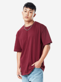 Solid Oversized : Maroon T-shirt - Image 3