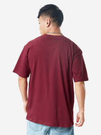 Solid Oversized : Maroon T-shirt