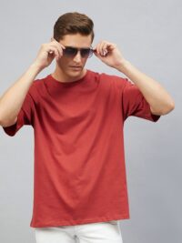 Solid Oversized : Brisk Red T-shirt - Image 3